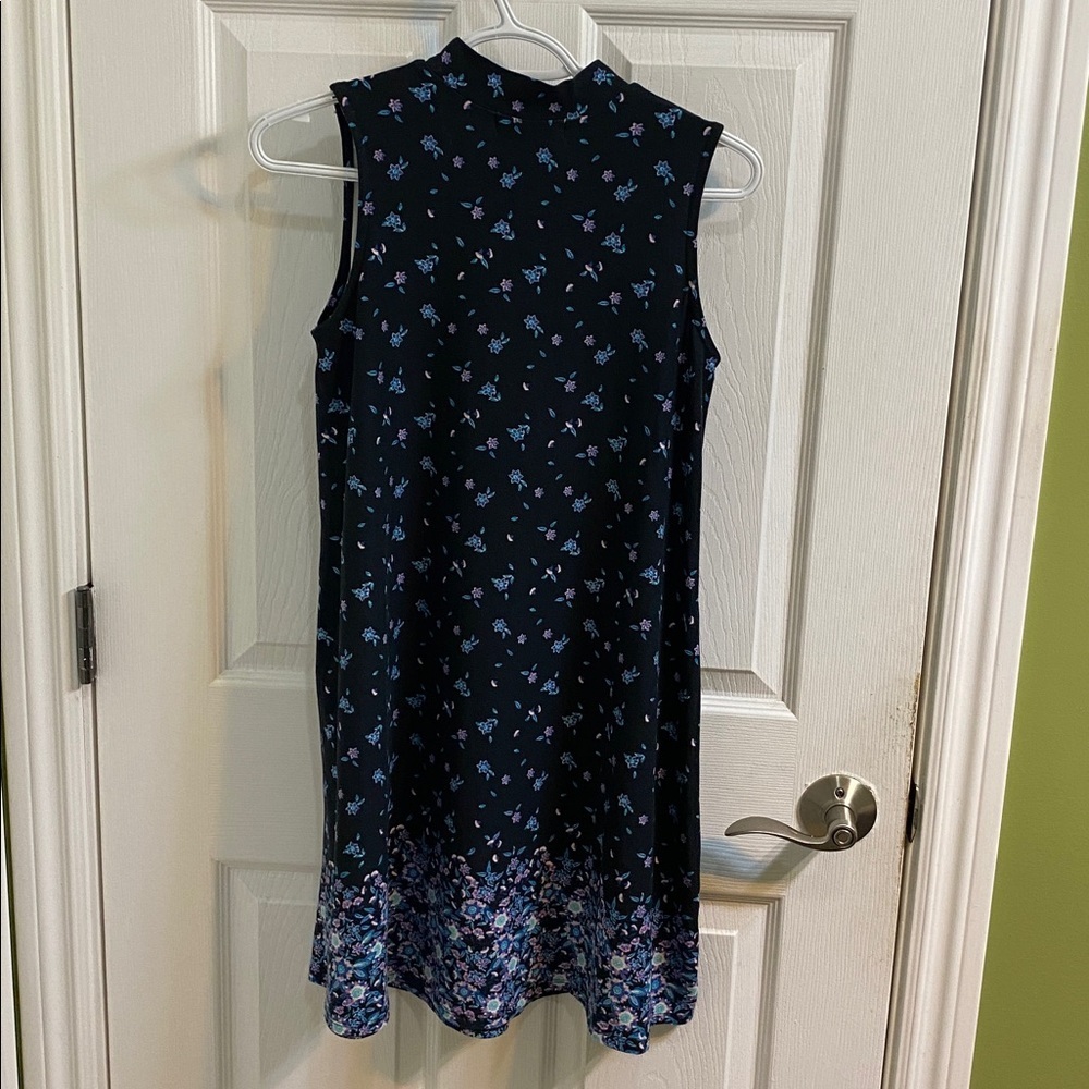 PINK ROSE Black Floral Tank Dress Women’s Size Small Mock Neck Sleeveless Soft - Picture 5 of 6